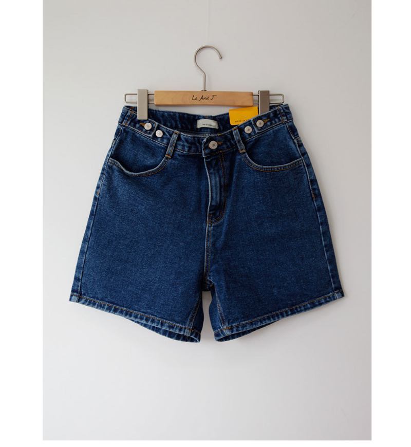 Korkea Vyötärö Multi Button Siniset Denim Shortsit Naisten Hot Pants