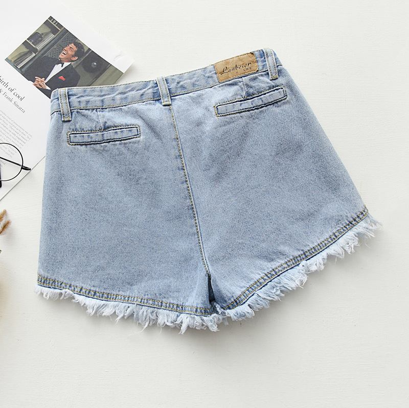 Slim Fit Candy Color Denim Shortsit Naisten Raw Edges Tassel Hot Pants