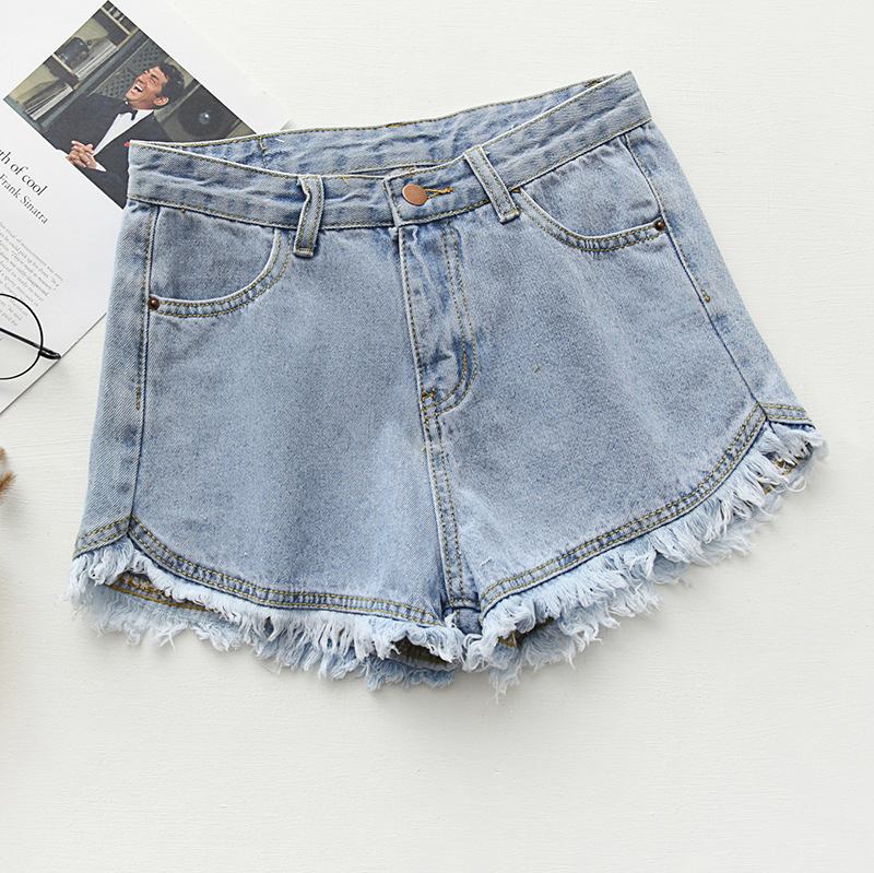 Slim Fit Candy Color Denim Shortsit Naisten Raw Edges Tassel Hot Pants