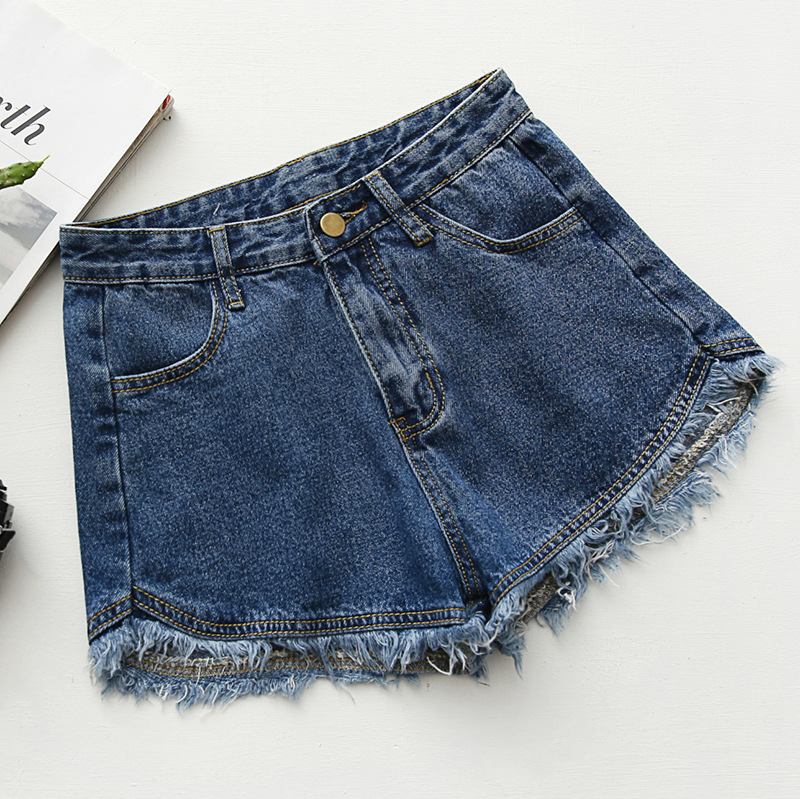 Slim Fit Candy Color Denim Shortsit Naisten Raw Edges Tassel Hot Pants