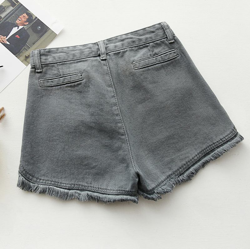 Slim Fit Candy Color Denim Shortsit Naisten Raw Edges Tassel Hot Pants