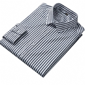 Miesten Paidat Kevät Pitkät Hihat Stretch Stripes Trendikäs Slim Fit