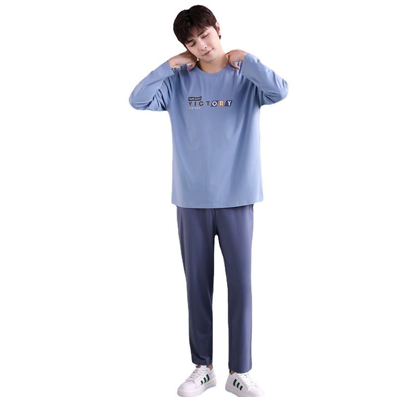 Miesten Pyjamat Pitkähihaiset Housut Crew Neck Loungewear Puvut