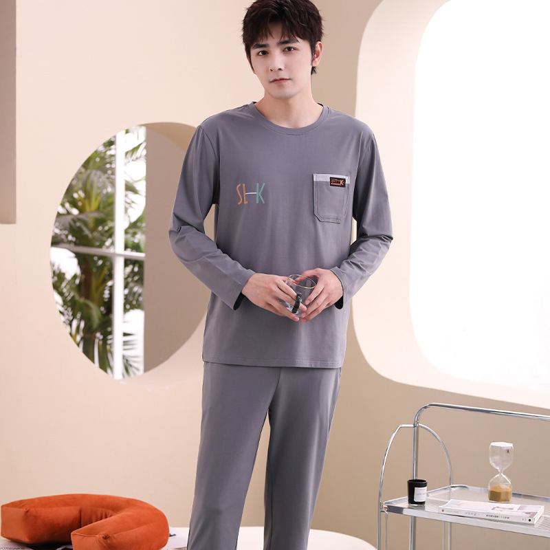 Miesten Pyjamat Pitkähihaiset Housut Crew Neck Loungewear Puvut