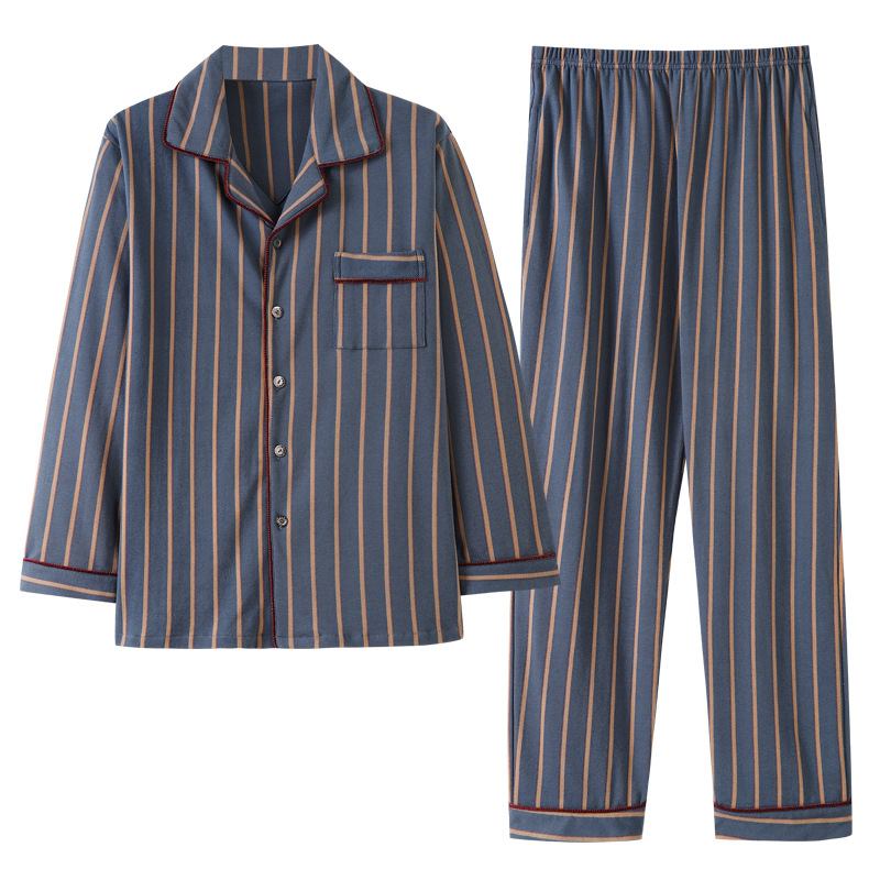 Neuletakki Lapel Check Miesten Pyjamat Suits Stripes