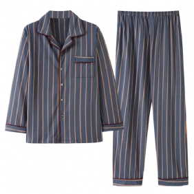 Neuletakki Lapel Check Miesten Pyjamat Suits Stripes