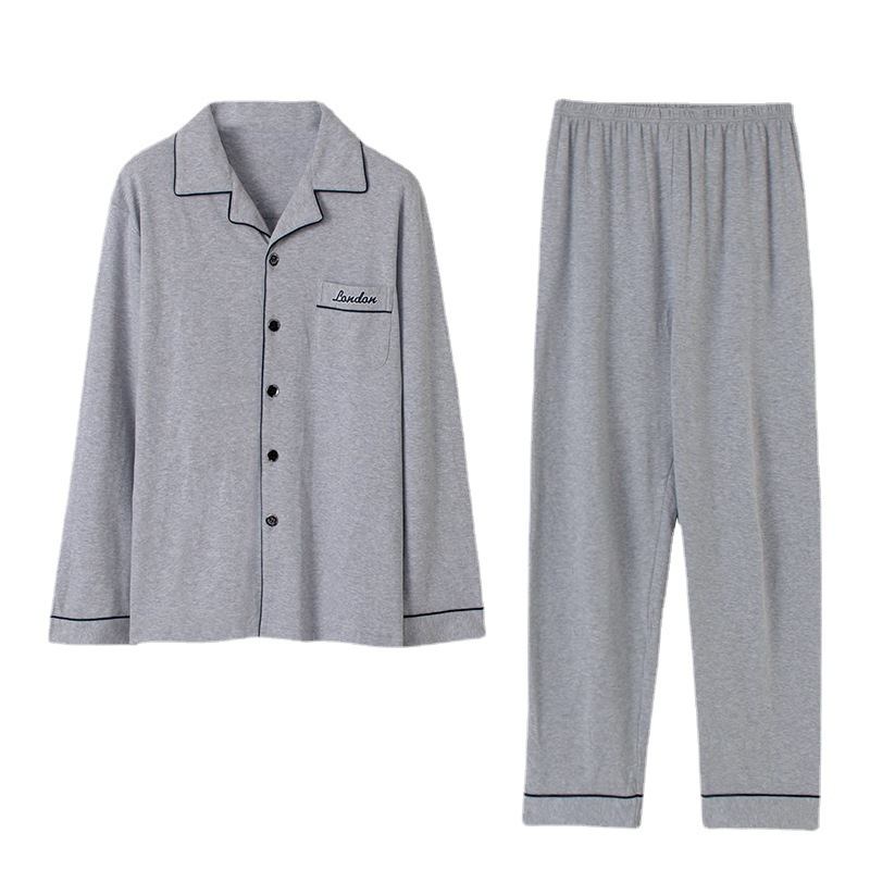 Pure Cotton Pyjama Miesten Pitkähihainen Neuletakki Puku Super Loungewear