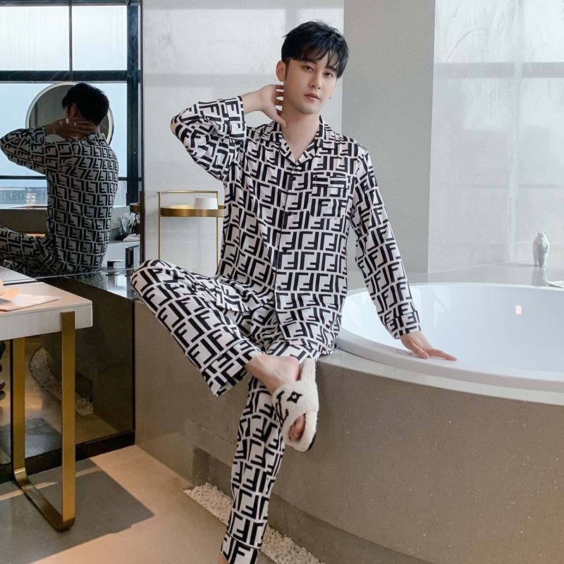 Pyjama Fashion Ohuet Miesten Pitkähihaiset Kotivaatteet