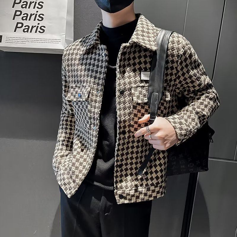 2023 Plaid Jacket Miesten Slim Fit Ja Komea Takki