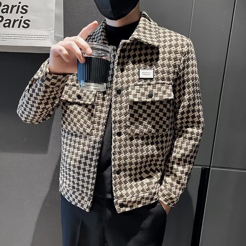 2023 Plaid Jacket Miesten Slim Fit Ja Komea Takki