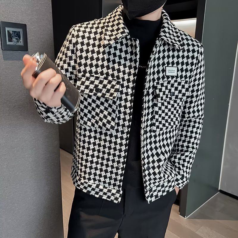 2023 Plaid Jacket Miesten Slim Fit Ja Komea Takki