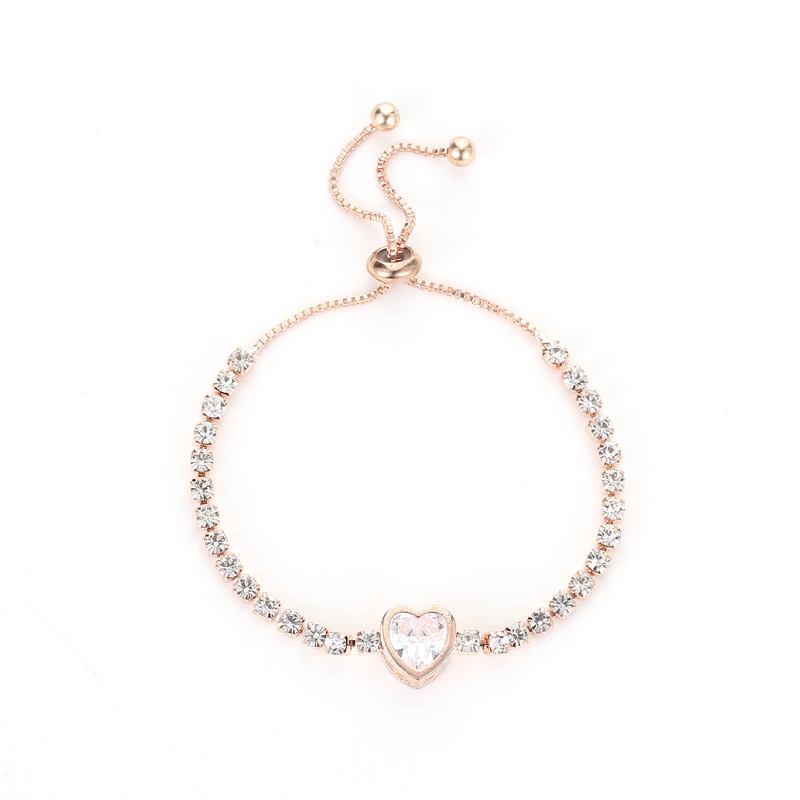 Muoti Rose Gold Heart Zircon Rannekoru Metalliseos Diamond Ladies