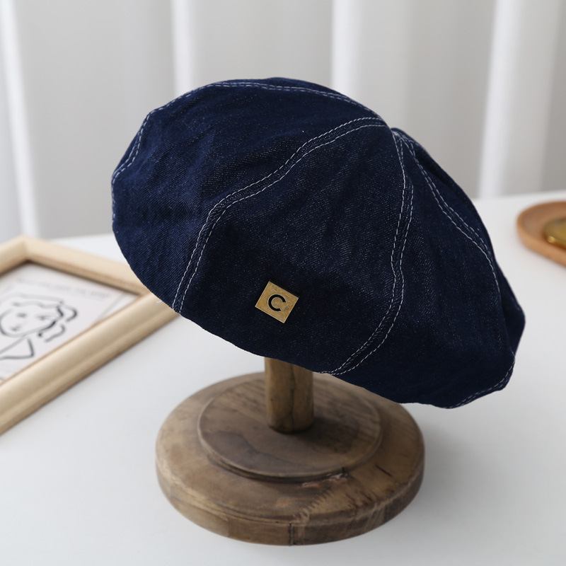 Muoti Little Belle Hat Tyyli Maalari Hattu Retro Denim Baretti Tytöt