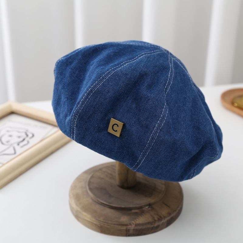 Muoti Little Belle Hat Tyyli Maalari Hattu Retro Denim Baretti Tytöt