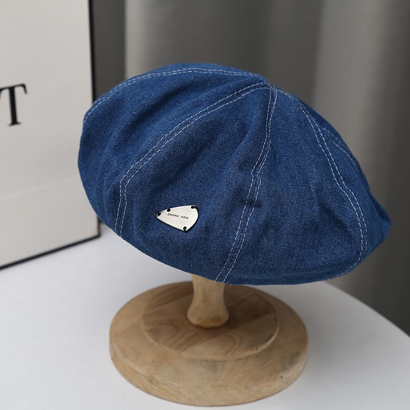 Muoti Little Belle Hat Tyyli Maalari Hattu Retro Denim Baretti Tytöt