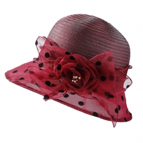 Polka Dot Flower Pot Hat Tyylikäs Leveälierinen Ämpärihattu Äitihattu