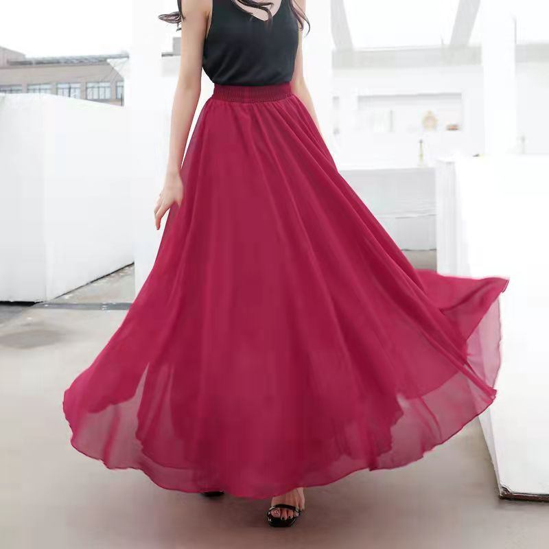 2023 Chiffon Double Layer -hame Swing-hame Rento Beach Long