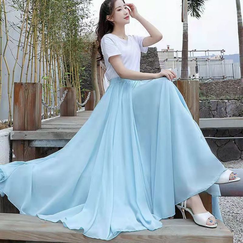 2023 Chiffon Double Layer -hame Swing-hame Rento Beach Long