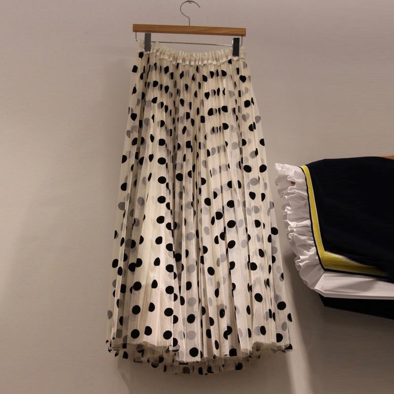 2023 Mesh Polka Dot Puffy Hame Länsi-tyylinen Korkea Vyötärö